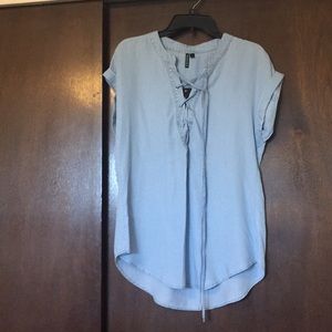 Chambray tie up shirt